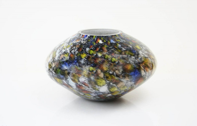 Loranto + Confetti, vaas zwart+kleur, laag